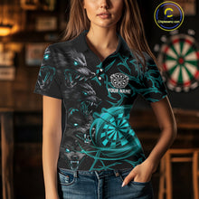 Load image into Gallery viewer, Personalized Wolf Dart Shirts For Women Custom Lights Dartboard Darts Team Jerseys |Turquoise TDM4670