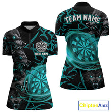 Load image into Gallery viewer, Personalized Wolf Dart Shirts For Women Custom Lights Dartboard Darts Team Jerseys |Turquoise TDM4670