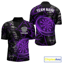 Load image into Gallery viewer, Personalized Wolf Dart Shirts For Men Custom Lights Dartboard Darts Team Jerseys |Purple TDM4671