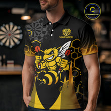 Load image into Gallery viewer, Personalized Yellow Black Funny Bee Darts Shirt For Men Custom Darts Jersey Outfit Polo &amp; 1/4 Zip TDM4681