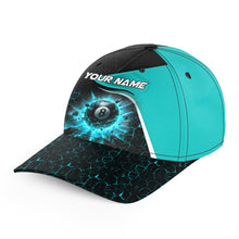 Load image into Gallery viewer, Personalized 8 Ball Pool Crack Billiard Hats Custom Turquoise 3D Printed Billiard Baseball Caps TDM2598