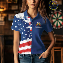 Load image into Gallery viewer, Darts And Beer That's Why I'm Here Funny Dart Shirt For Women Custom Patriotic US Flag Dart Jersey TDM4888
