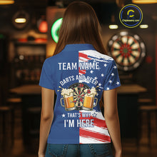 Load image into Gallery viewer, Darts And Beer That's Why I'm Here Funny Dart Shirt For Women Custom Patriotic US Flag Dart Jersey TDM4888