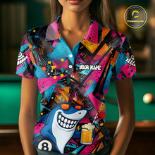 Load image into Gallery viewer, Funny Shark Colorful Graffiti Style Custom 8 Ball Billiard Shirt For Women Best Billiard Team Jersey TDM4890