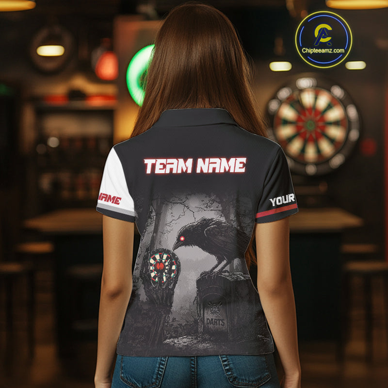 Personalized Raven Darts Shirt For Women Custom Black And Red Gothic Darts Team Jersey TDM5091