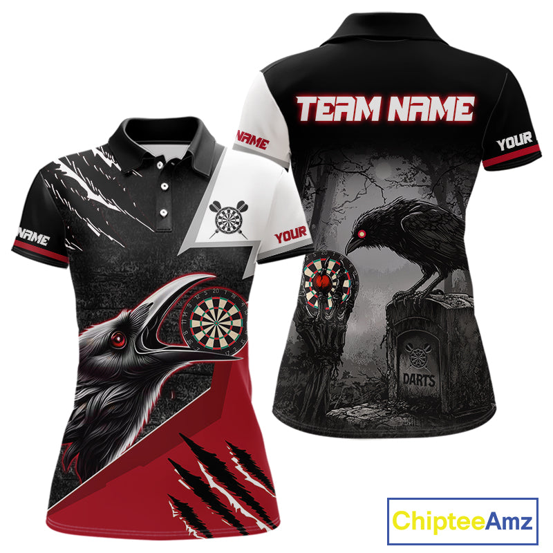 Personalized Raven Darts Shirt For Women Custom Black And Red Gothic Darts Team Jersey TDM5091