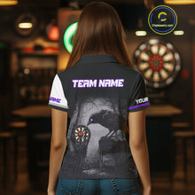 Load image into Gallery viewer, Personalized Raven Darts Shirt For Women Custom Black And Purple Gothic Darts Team Jersey TDM5092
