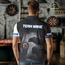 Load image into Gallery viewer, Personalized Raven Darts Shirt For Men Custom Black And Blue Gothic Darts Team Jersey TDM5093