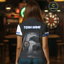 Load image into Gallery viewer, Personalized Raven Darts Shirt For Women Custom Black And Blue Gothic Darts Team Jersey TDM5093