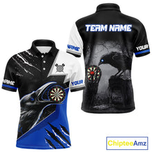 Load image into Gallery viewer, Personalized Raven Darts Shirt For Men Custom Black And Blue Gothic Darts Team Jersey TDM5093