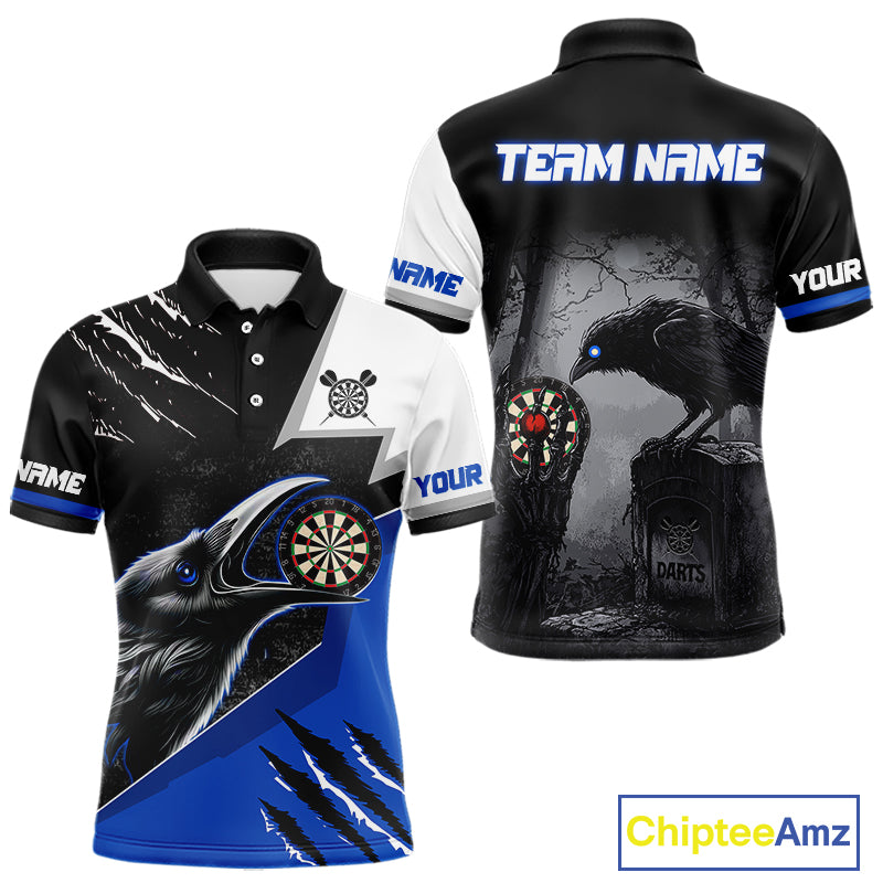 Personalized Raven Darts Shirt For Men Custom Black And Blue Gothic Darts Team Jersey TDM5093
