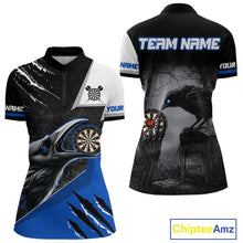 Load image into Gallery viewer, Personalized Raven Darts Shirt For Women Custom Black And Blue Gothic Darts Team Jersey TDM5093
