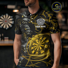 Load image into Gallery viewer, Personalized Wolf Dart Shirts For Men Custom Lights Dartboard Darts Team Jerseys |Gold TDM5094