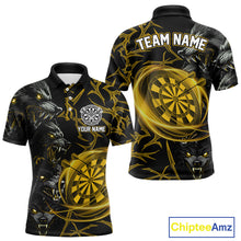Load image into Gallery viewer, Personalized Wolf Dart Shirts For Men Custom Lights Dartboard Darts Team Jerseys |Gold TDM5094
