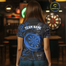 Load image into Gallery viewer, Personalized Wolf Dart Shirts For Women Custom Lights Dartboard Darts Team Jerseys |Blue TDM5095