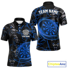 Load image into Gallery viewer, Personalized Wolf Dart Shirts For Men Custom Lights Dartboard Darts Team Jerseys |Blue TDM5095