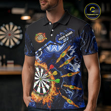 Load image into Gallery viewer, Personalized Blue Dartboard Fire Marble Darts Shirt For Men Custom Dart Team Jersey Polo &amp; 1/4 Zip TDM5096