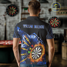 Load image into Gallery viewer, Personalized Blue Dartboard Fire Marble Darts Shirt For Men Custom Dart Team Jersey Polo &amp; 1/4 Zip TDM5096