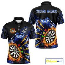 Load image into Gallery viewer, Personalized Blue Dartboard Fire Marble Darts Shirt For Men Custom Dart Team Jersey Polo &amp; 1/4 Zip TDM5096
