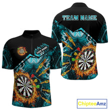 Load image into Gallery viewer, Personalized Turquoise Dartboard Fire Marble Darts Shirt For Men Custom Darts Team Jersey Outfit TDM5097