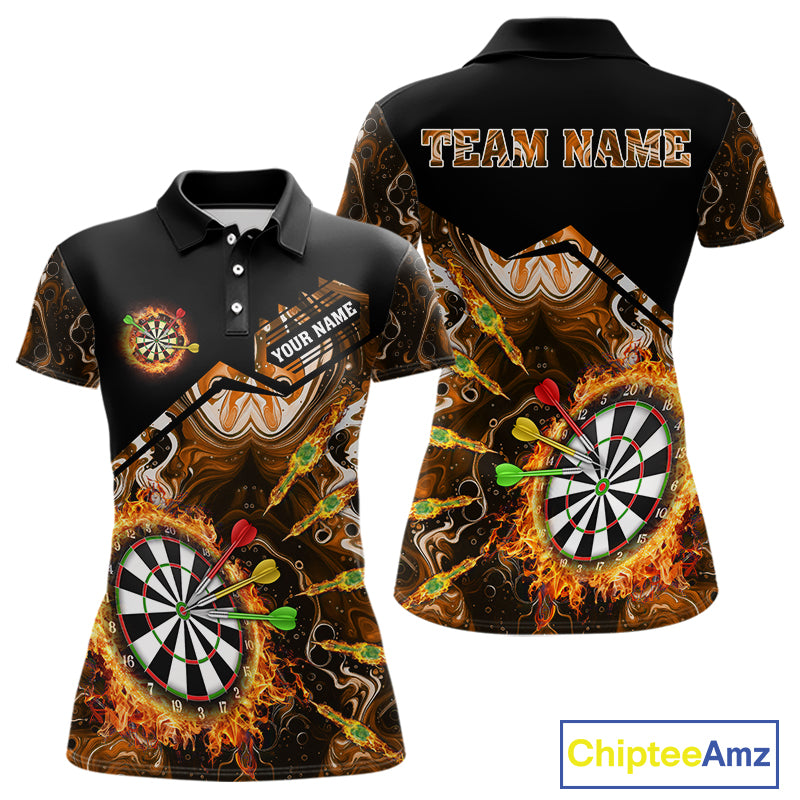 Personalized Orange Dartboard Fire Marble Darts Shirt For Women Custom Darts Team Jersey Outfit TDM5098