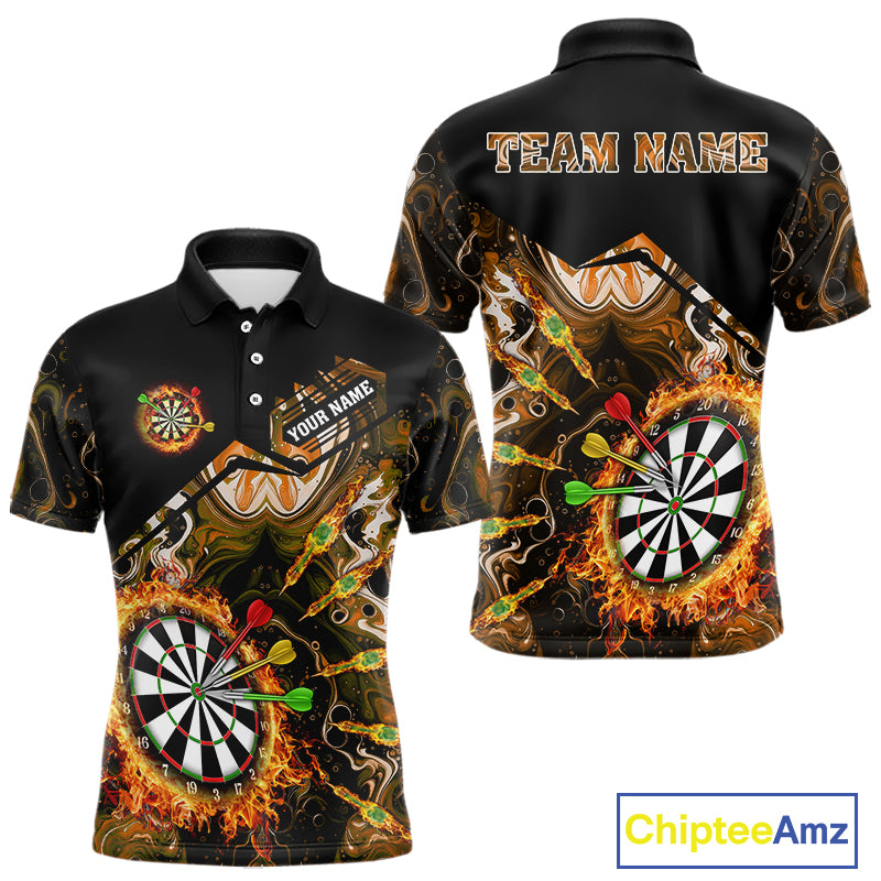 Personalized Orange Dartboard Fire Marble Darts Shirt For Men Custom Darts Team Jersey Outfit TDM5098