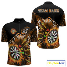 Load image into Gallery viewer, Personalized Orange Dartboard Fire Marble Darts Shirt For Men Custom Darts Team Jersey Outfit TDM5098