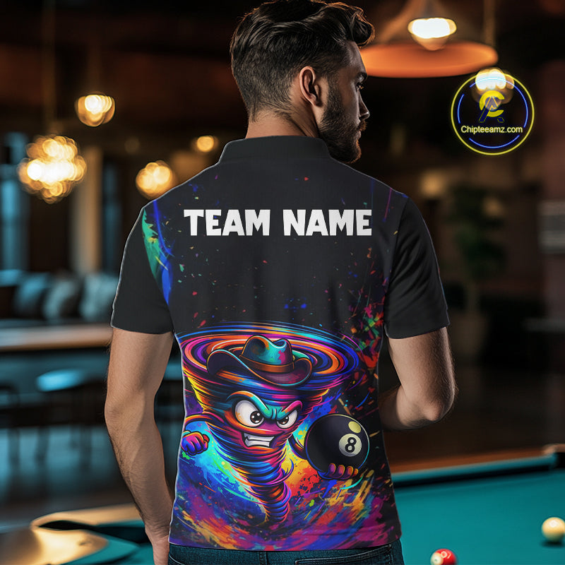 Funny Colorful Tornado 8 Ball Billiard Shirt For Men Custom Pool Team Shirt, Billiard Jersey TDM5574