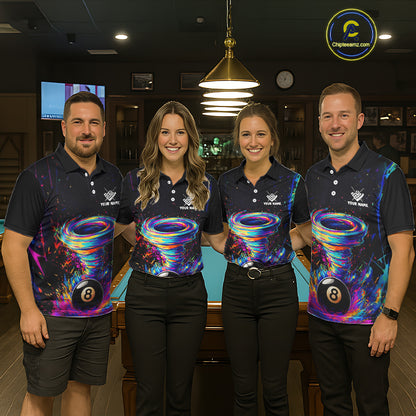 Funny 8 Ball Pool Colorful Splash Tornado Billiard Shirt For Women Custom Billiard Team Jersey TDM5575