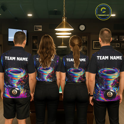 Funny 8 Ball Pool Colorful Splash Tornado Billiard Shirt For Women Custom Billiard Team Jersey TDM5575