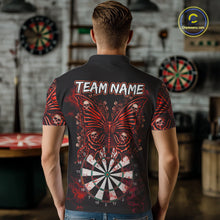 Load image into Gallery viewer, Red Dartboard Butterfly Skull Darts Shirt For Men Custom Darts League Team Jersey Polo &amp; 1/4 Zip TDM5583