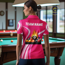 Load image into Gallery viewer, Personalized Pink Billiard Jersey For Women Custom Flame 8 Ball Pool Billiard Shirt Polo &amp; 1/4 Zip TDM5814