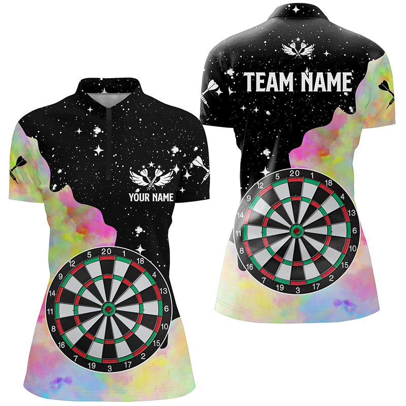 Dart Board Colorful And Grunge Style Women Dart Quarter-Zip Shirts Custom Darts Team Jersey TDM1336
