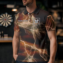 Load image into Gallery viewer, Black And Orange Thunder Lightning Dart Shirt With Pocket For Men Custom Dart Jersey TDM3803