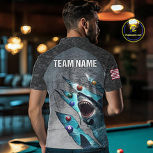 Load image into Gallery viewer, Personalized Funny Shark Billiard Shirt For Men, 8 Ball Pool Team Jersey Polo &amp; 1/4 Zip Shirt TDM6202