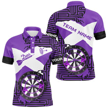 Load image into Gallery viewer, Personalized Purple Funny Crack Darts Board Men Polo &amp; Quarter-Zip Shirts, Darts Team Jerseys TDM1701