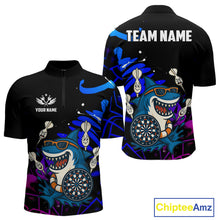 Load image into Gallery viewer, Funny Shark Darts Shirt For Men – Custom Dart Team Jersey | Polo &amp; Quarter Zip Darts Shirt Style TDM4077