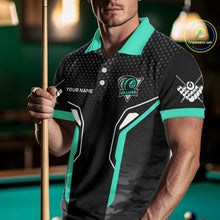 Load image into Gallery viewer, Black &amp; Turquoise 8 Ball Pool Wings Custom Camo Billiard Shirt For Men, Billiard Team Jersey TDM4440