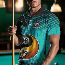 Load image into Gallery viewer, Funny Yin Yang Eyes Of Wolf Billiard Shirts For Men Custom 8 &amp; 9 Ball Billiard Jersey|Turquoise TDM4441