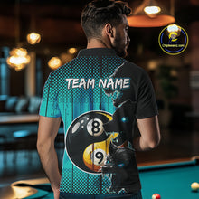 Load image into Gallery viewer, Funny Yin Yang Eyes Of Wolf Billiard Shirts For Men Custom 8 &amp; 9 Ball Billiard Jersey|Turquoise TDM4441