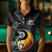 Load image into Gallery viewer, Funny Yin Yang Eyes Of Wolf Billiard Shirts For Women Custom 8 &amp; 9 Ball Billiard Jersey | Black TDM4442