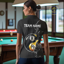 Load image into Gallery viewer, Funny Yin Yang Eyes Of Wolf Billiard Shirts For Women Custom 8 &amp; 9 Ball Billiard Jersey | Black TDM4442