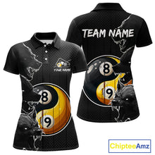 Load image into Gallery viewer, Funny Yin Yang Eyes Of Wolf Billiard Shirts For Women Custom 8 &amp; 9 Ball Billiard Jersey | Black TDM4442