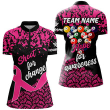 Load image into Gallery viewer, Shoot For Change Hope For Awareness Billiard Shirts For Women Custom Breast Cancer Billiard Jerseys TDM2357