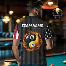 Load image into Gallery viewer, Black US Flag Yin-Yang 8 Ball &amp; 9 Ball Custom Billiard Shirts For Men Funny Billiard Jerseys TDM4683