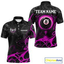 Load image into Gallery viewer, Personalized Black And Purple 8 Ball Wings Billiard Shirt For Men Custom Tribal Pool Team Jersey TDM4685