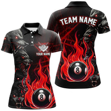 Load image into Gallery viewer, Personalized Wolf Flaming 8 Ball Pool Fire Women Billiard Shirts Team League Billiard Jerseys | Red TDM2616