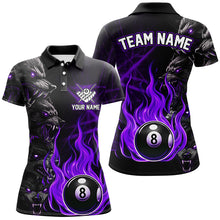 Load image into Gallery viewer, Personalized Wolf Flame 8 Ball Pool Fire Women Billiard Shirts Team League Billiard Jerseys |Purple TDM2618