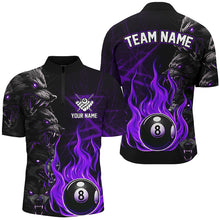 Load image into Gallery viewer, Personalized Wolf Flame 8 Ball Pool Fire Men Billiard Shirts Team League Billiard Jerseys |Purple TDM2618