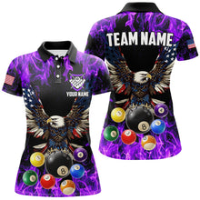 Load image into Gallery viewer, Purple Flame 3D Billiard Balls Custom American Flag Eagle Pool Jerseys For Women Billiard Team Shirts TDM2620